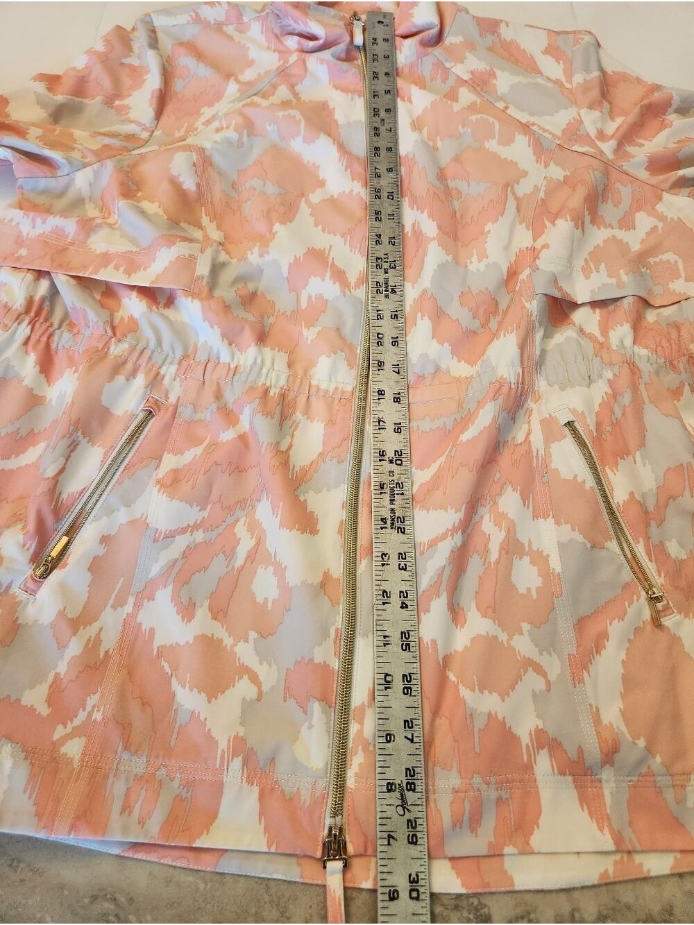 Chico's Zenergy printed anorak jacket Sz: 3 US: 16/18 Coral UV Protection Golf - Picture 13 of 13